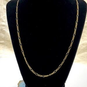 24” 22KGL(22K Gold Layered) Figaro Gold Chain Necklace With Hinge Clip Closure